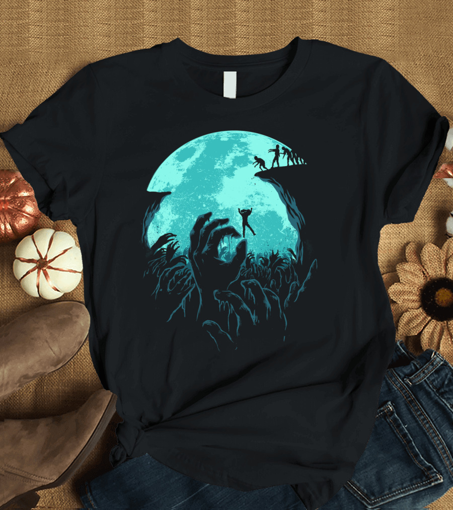 Sky Fall Moonlit Plunge into Zombie Abyss T-Shirt