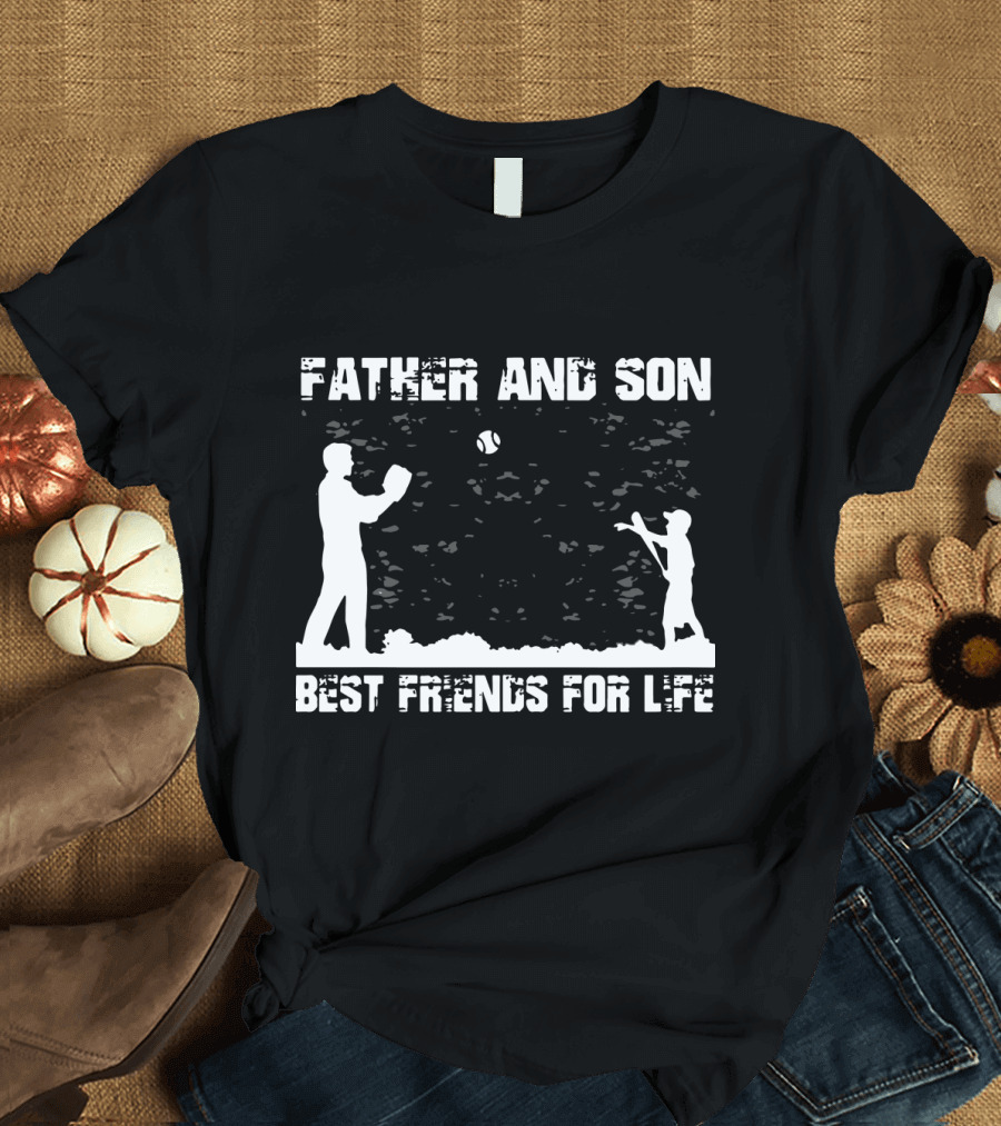 Father and Son Best Friends for Life Baseball Connection T-Shirt