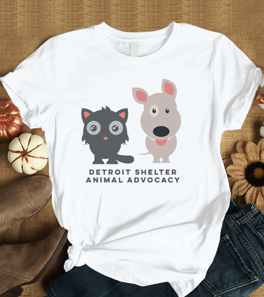 Detroit Shelter Animal Advocacy Cute Cat and Dog T-Shirt