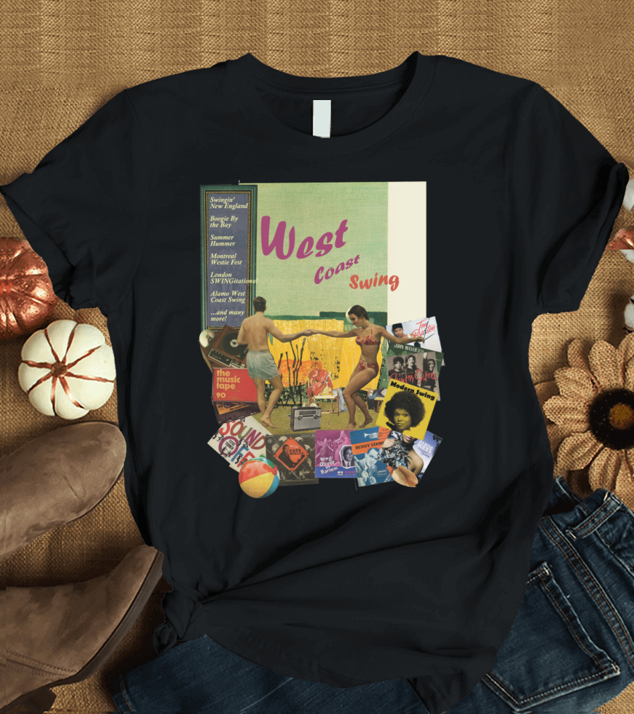 West Coast Swing Dance with Music Fests and Iconic Soul Dance Collage T-Shirt