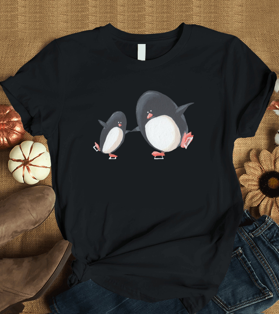 Ice Dance Penguins Skating on Ice T-Shirt