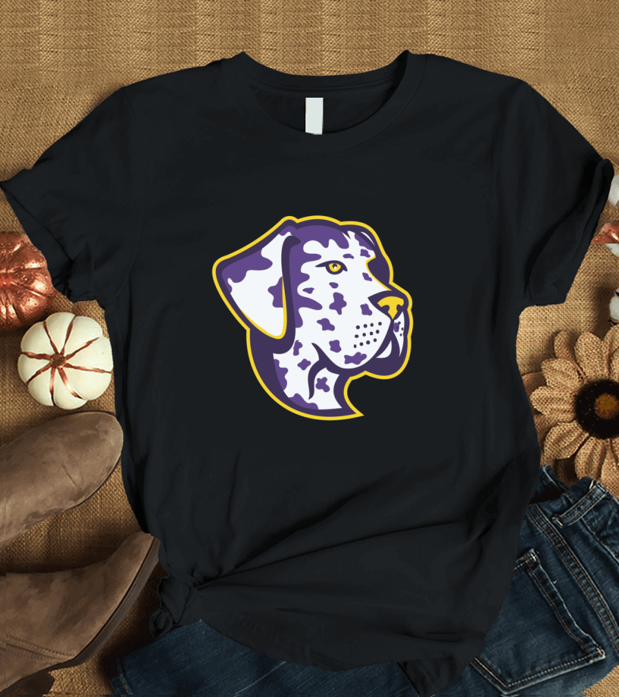 Purple and Yellow Great Dane Dog Mascot T-Shirt