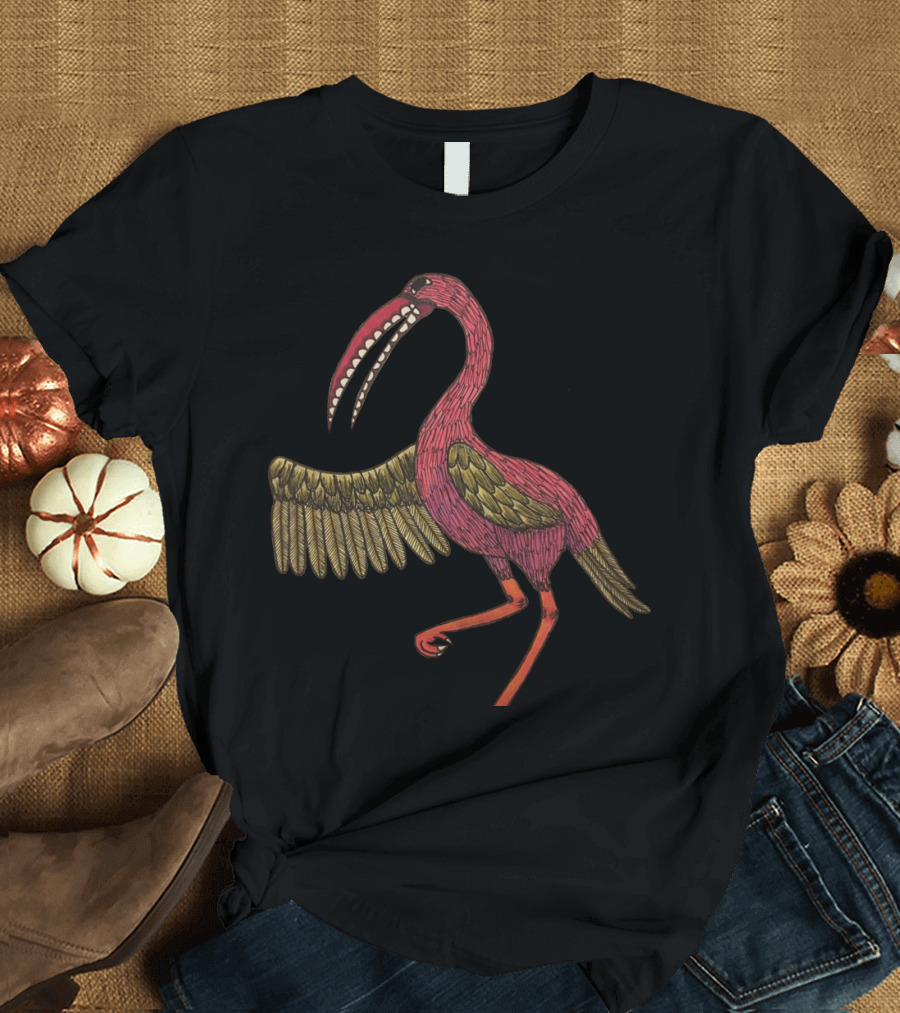 Skull-Toothed Tropical Bird with Vibrant Plumage and Unique Beak T-Shirt