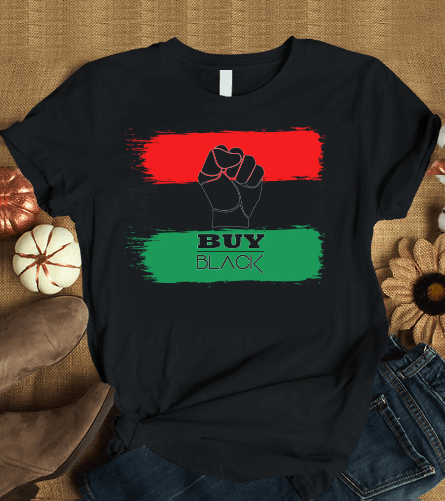 Buy Black Pan-African Flag and Raised Fist T-Shirt