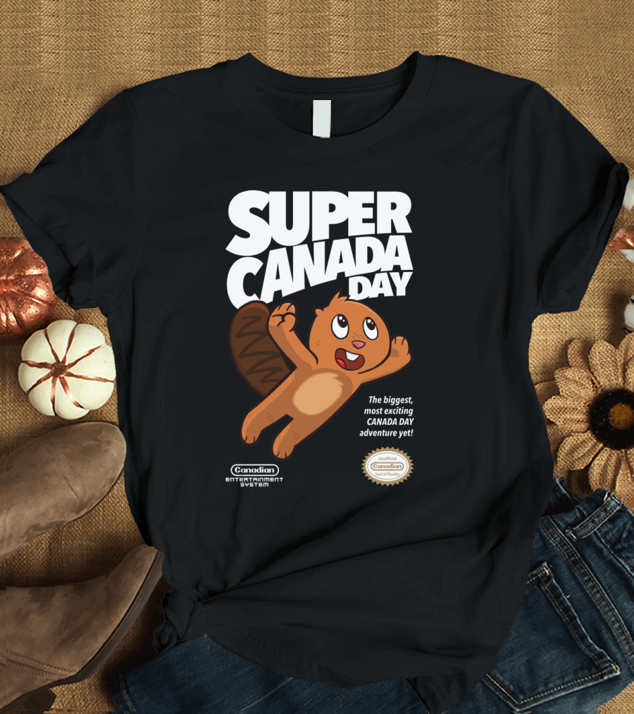Super Canada Day Adventure Beaver with Canadian Entertainment System Seal of Quality T-Shirt