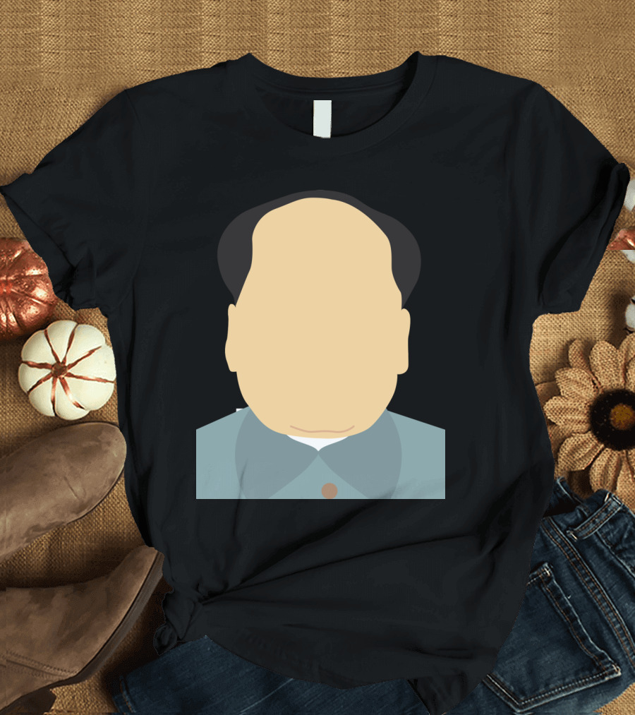 Faceless Chairman Mao Minimalist Graphic Flat Color T-Shirt