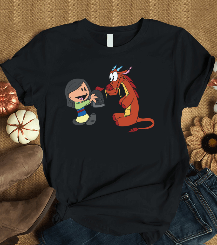 Mulan and Mushu Friendship Whimsical Cartoon T-Shirt