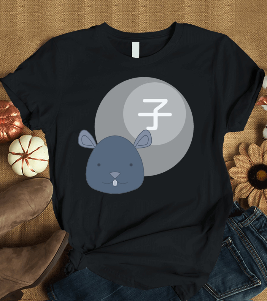 Rat Junishi Zodiac Symbol with Cute Rat T-Shirt