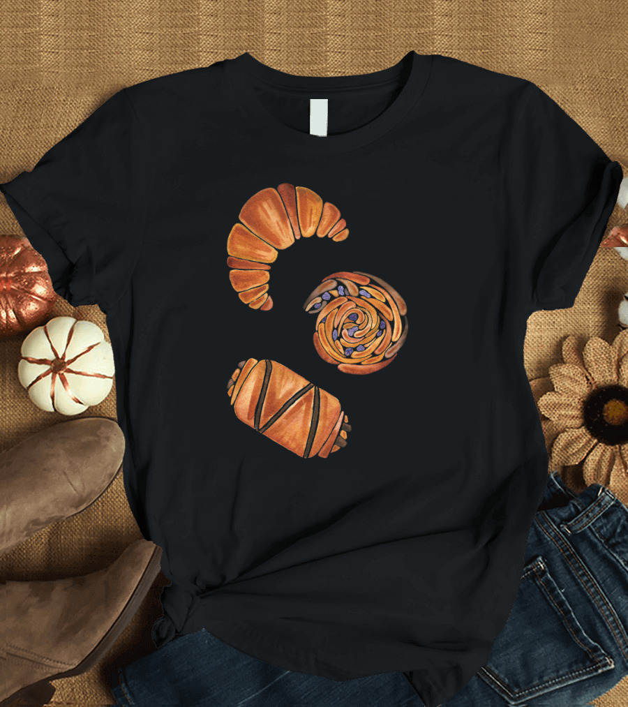 French Pastries Croissant Pain au Chocolat Swirl Delight T-Shirt