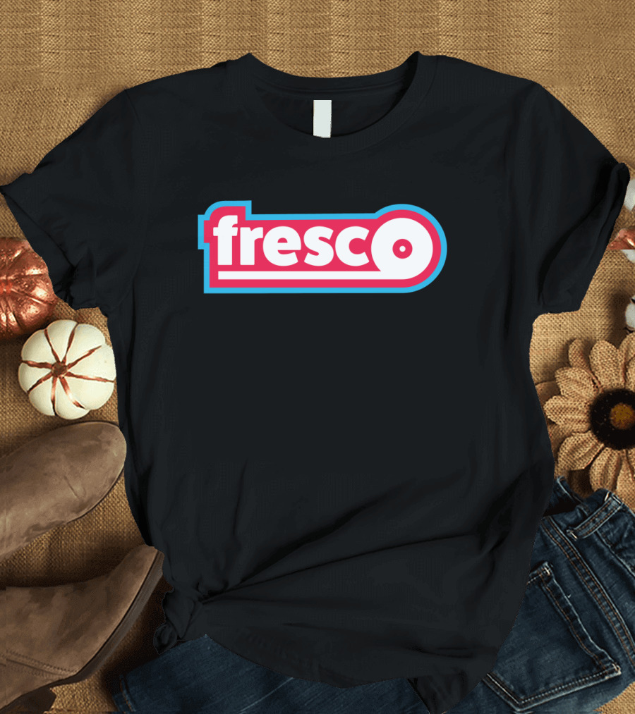 Fresco Retro Style Text with Red and Blue Outline T-Shirt