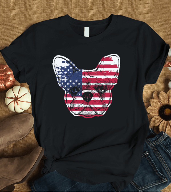 T-Shirt: French Bulldog American Flag T-Shirt French Bulldog American Flag T-Shirt