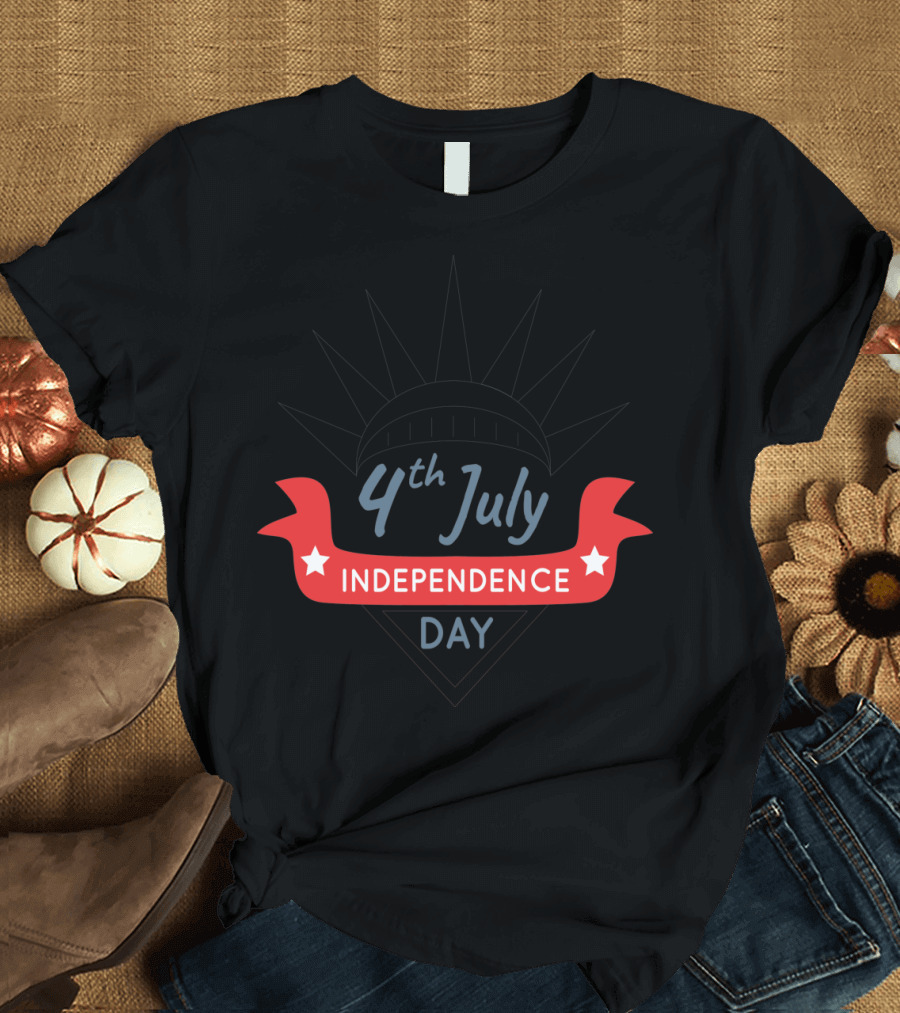 4th July Independence Day Liberty Crown Star Banner T-Shirt