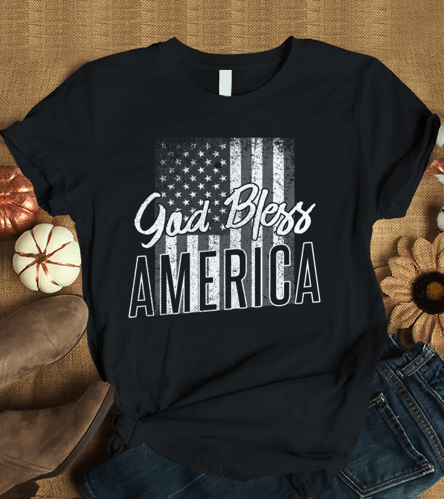 God Bless America Patriotic 4th of July American Flag T-Shirt