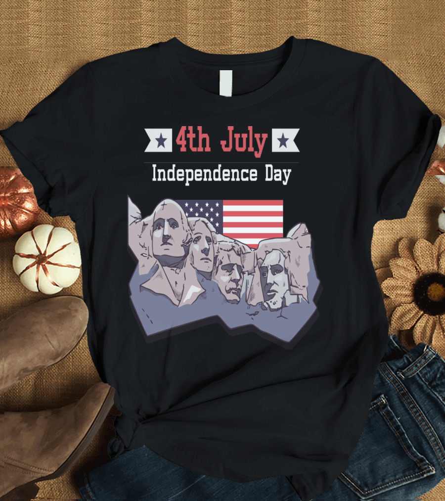 4th of July Independence Day Mount Rushmore American Flag T-Shirt