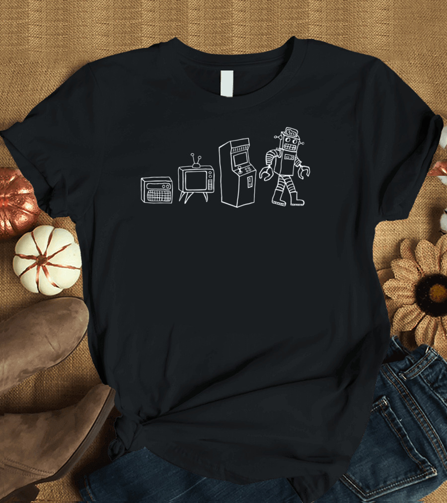 Evolution of Robot Man: Progress from Radio and TV to Arcade Machine and Robot T-Shirt