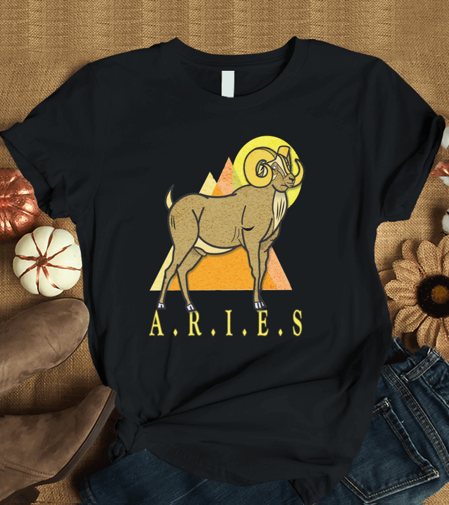 A.R.I.E.S Zodiac Symbol Ram with March 21 April Dates T-Shirt