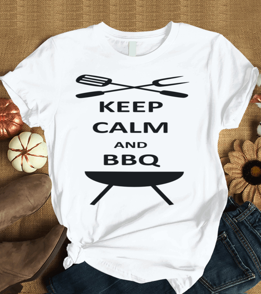 Keep Calm and BBQ Grill Utensils Iconic Barbecue T-Shirt