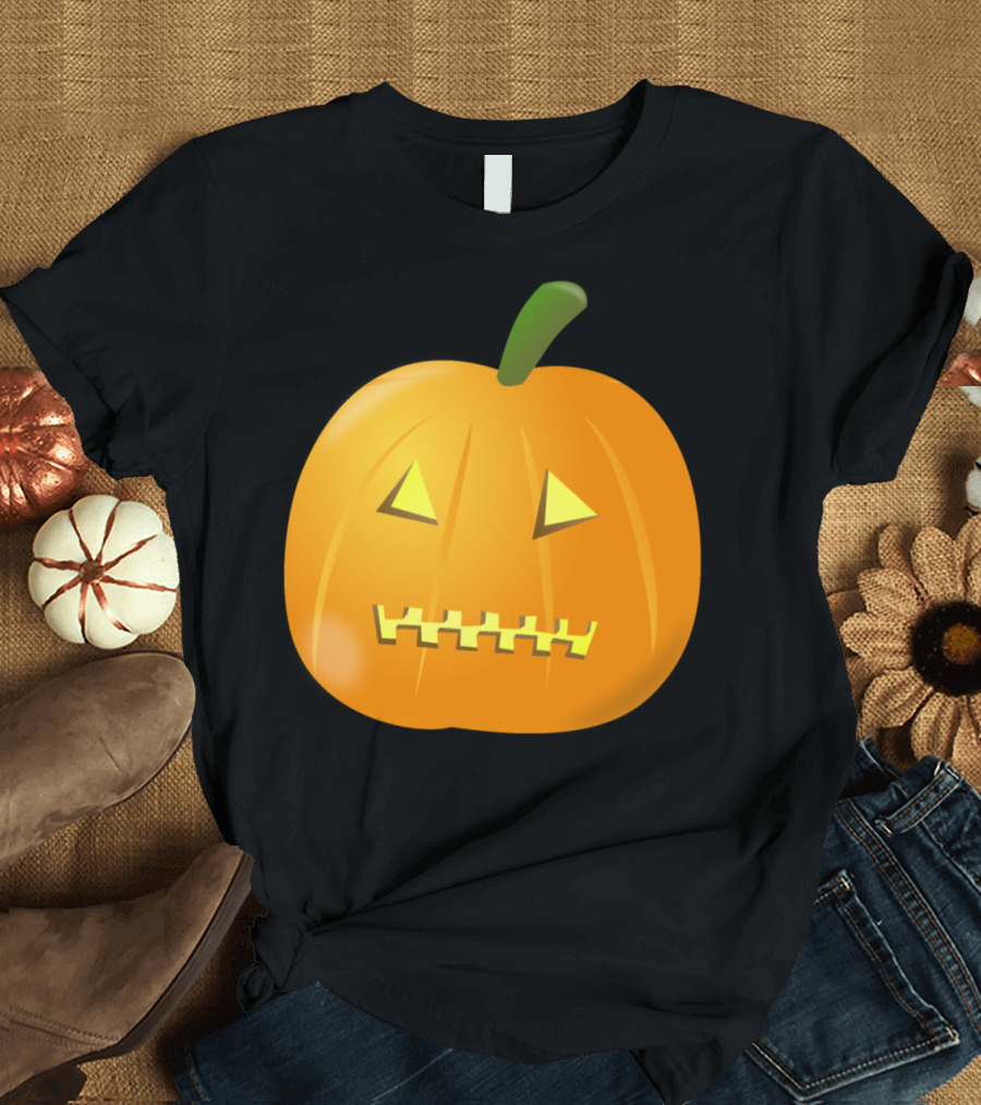 Zipped Pumpkin with Jack-O'-Lantern Face and Zipper Mouth T-Shirt