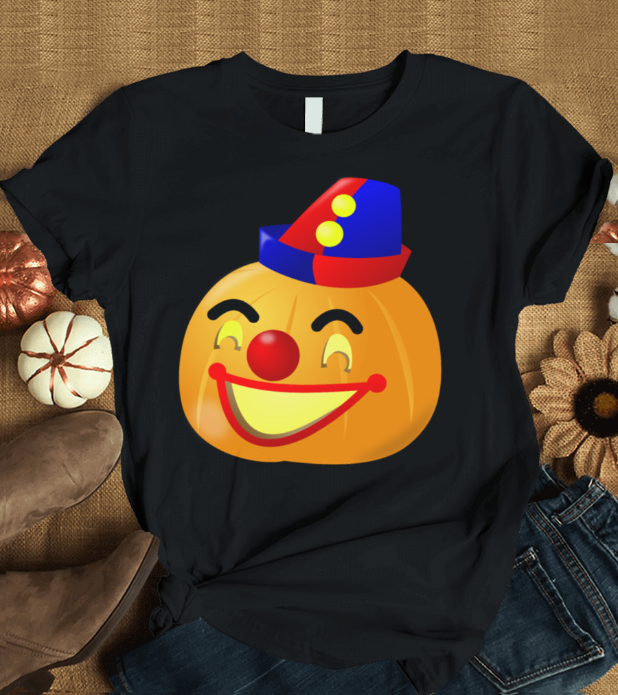 Clown Pumpkin with Colorful Hat and Bright Smile Iconic T-Shirt