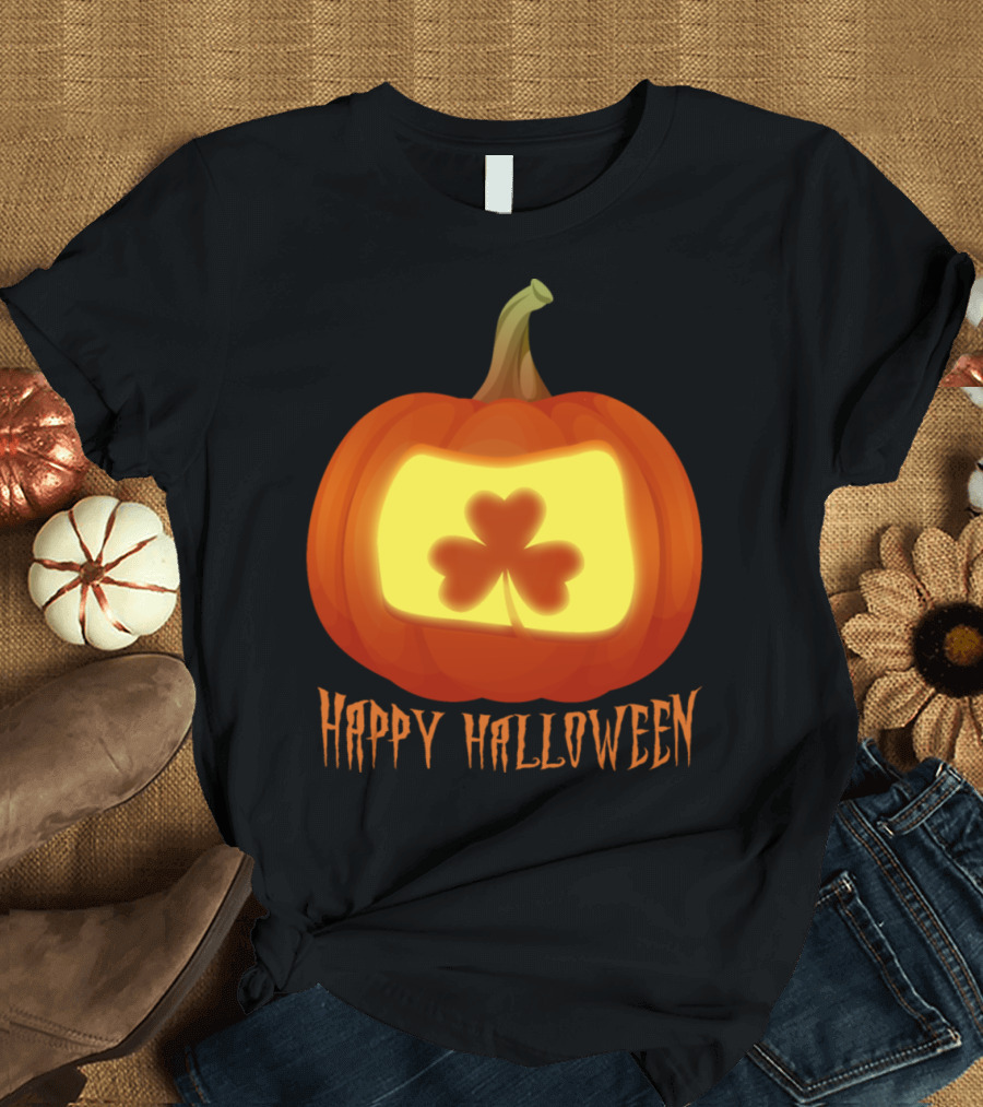 Happy Halloween Irish Shamrock Pumpkin Jack o Lantern T-Shirt