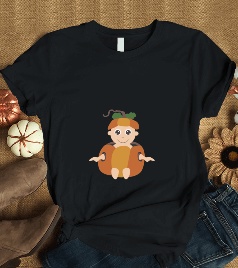 Funny Pregnant Halloween Baby Pumpkin Peekaboo T-Shirt