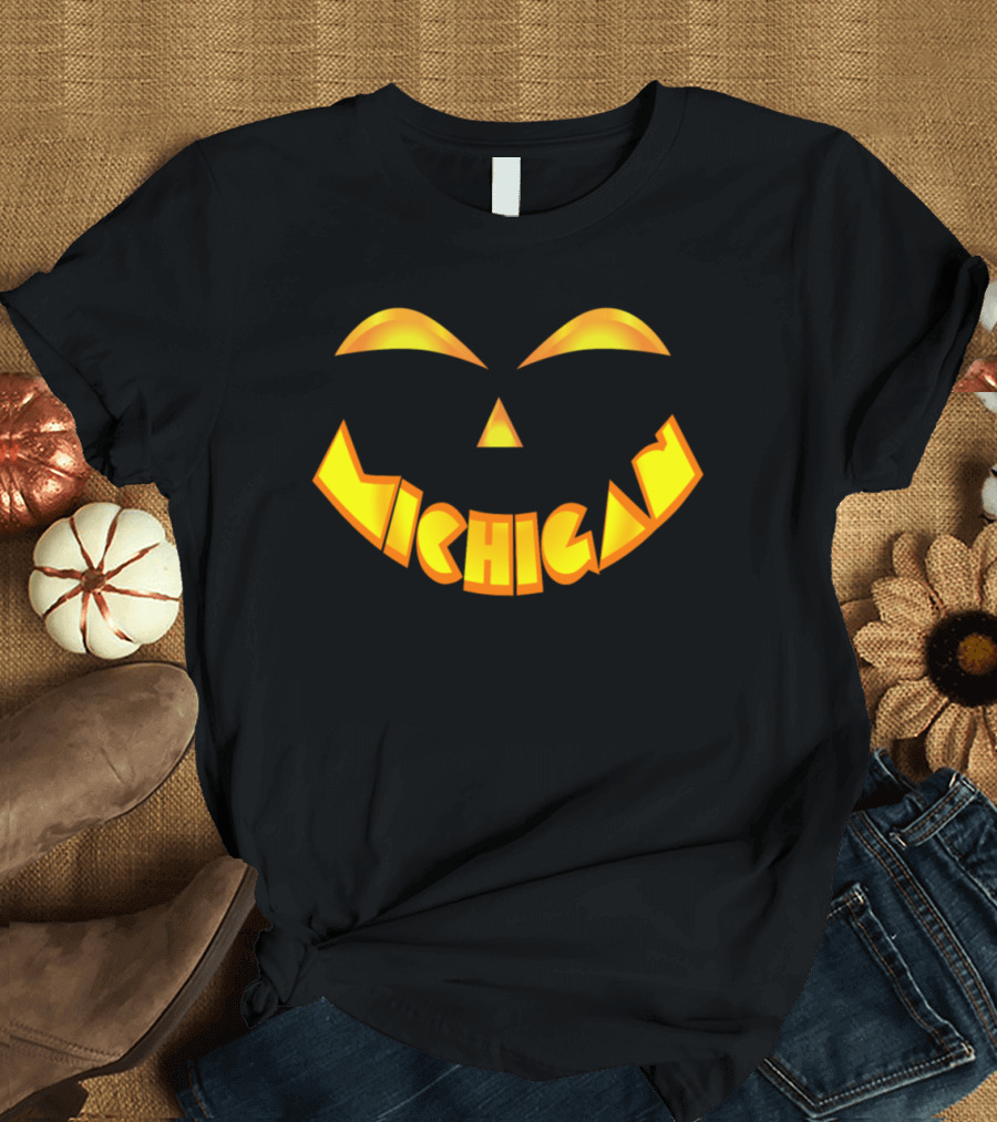 Michigan Jack O' Lantern Pumpkin Face T-Shirt