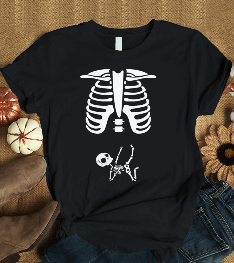 Ninja Baby Skeleton Ribcage Halloween Costume T-Shirt