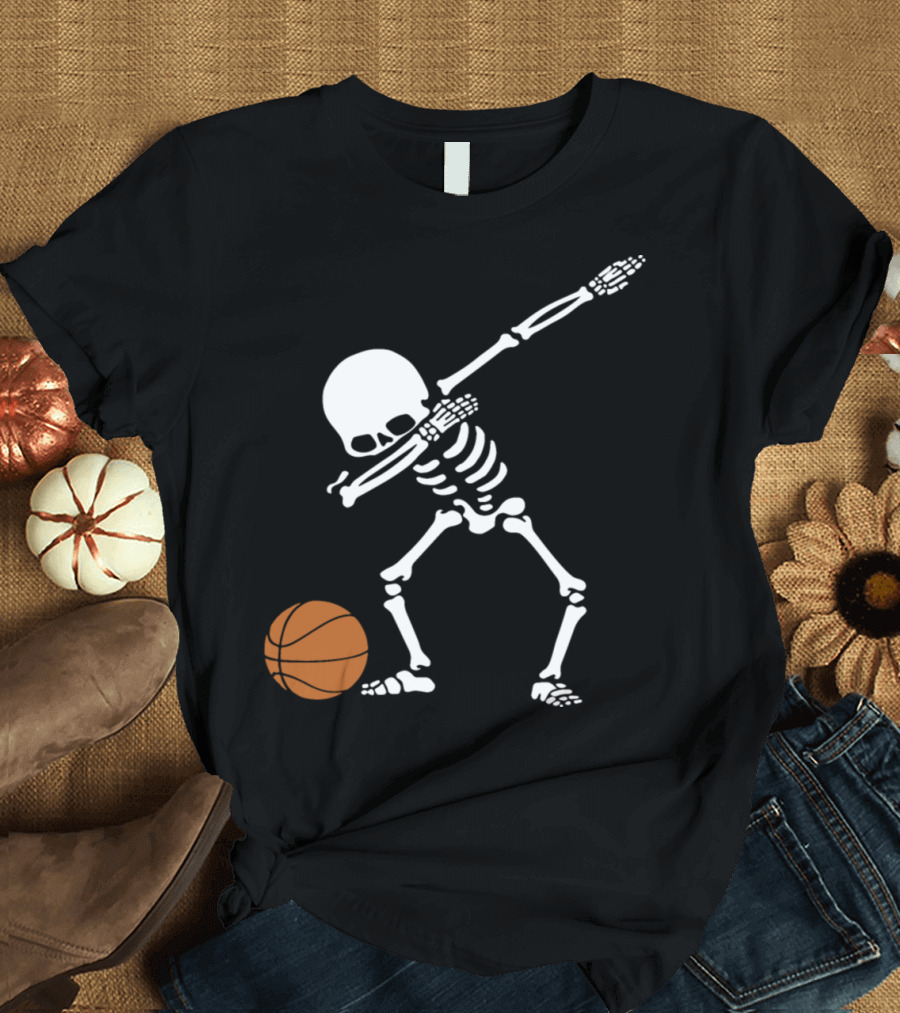 Basketball Dab Skeleton Funny Ball Play Game T-Shirt