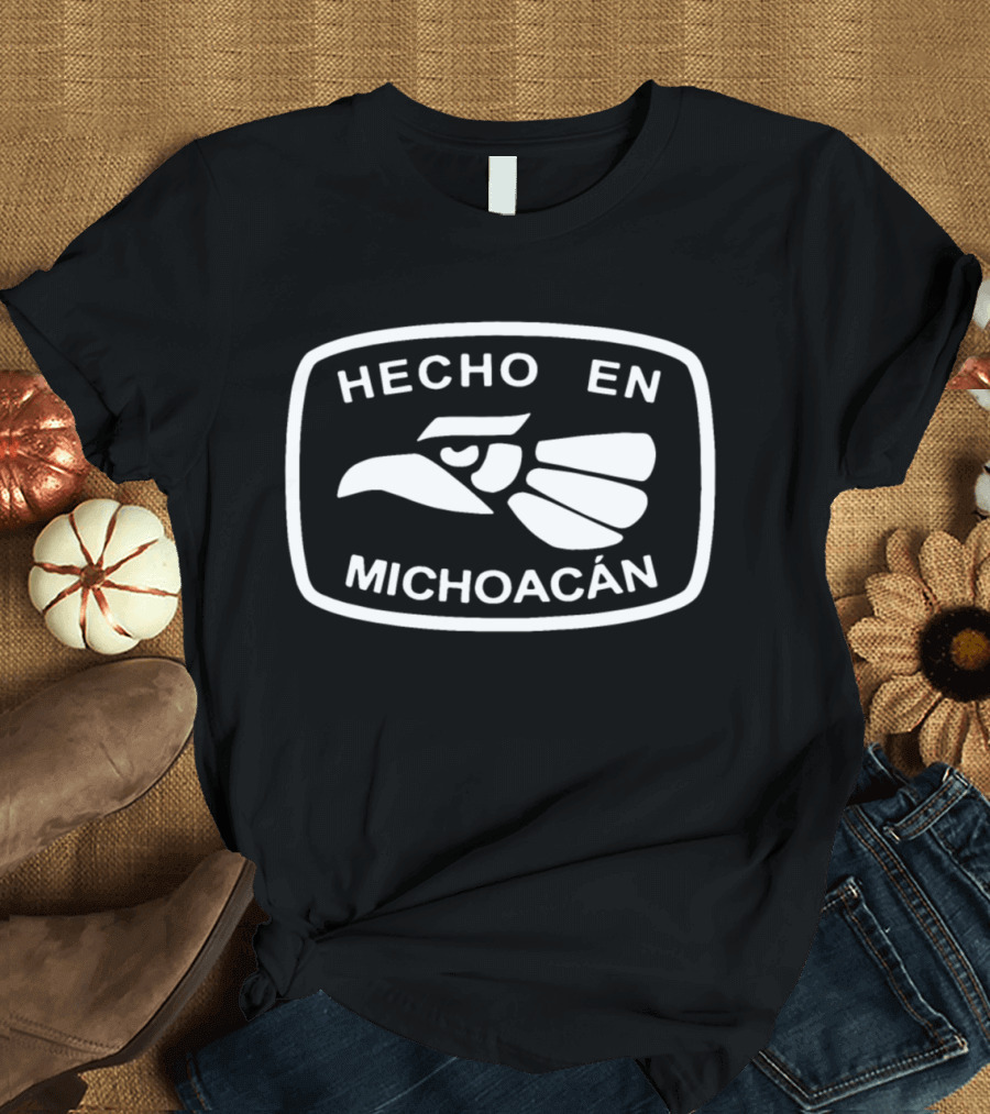 Hecho En Michoacán Michoacán Morelia Skeleton Bird Emblem T-Shirt
