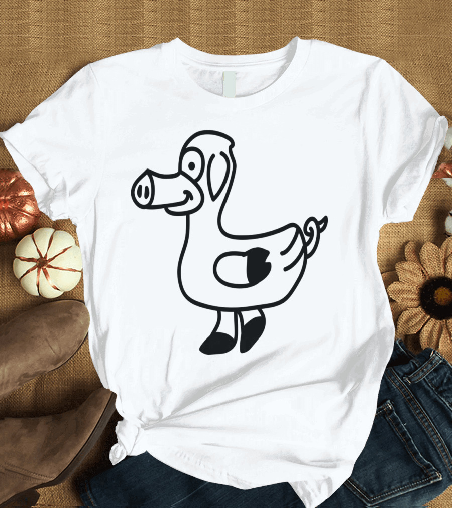 Pig Duck Hybrid Silhouette Outline 1c T-Shirt