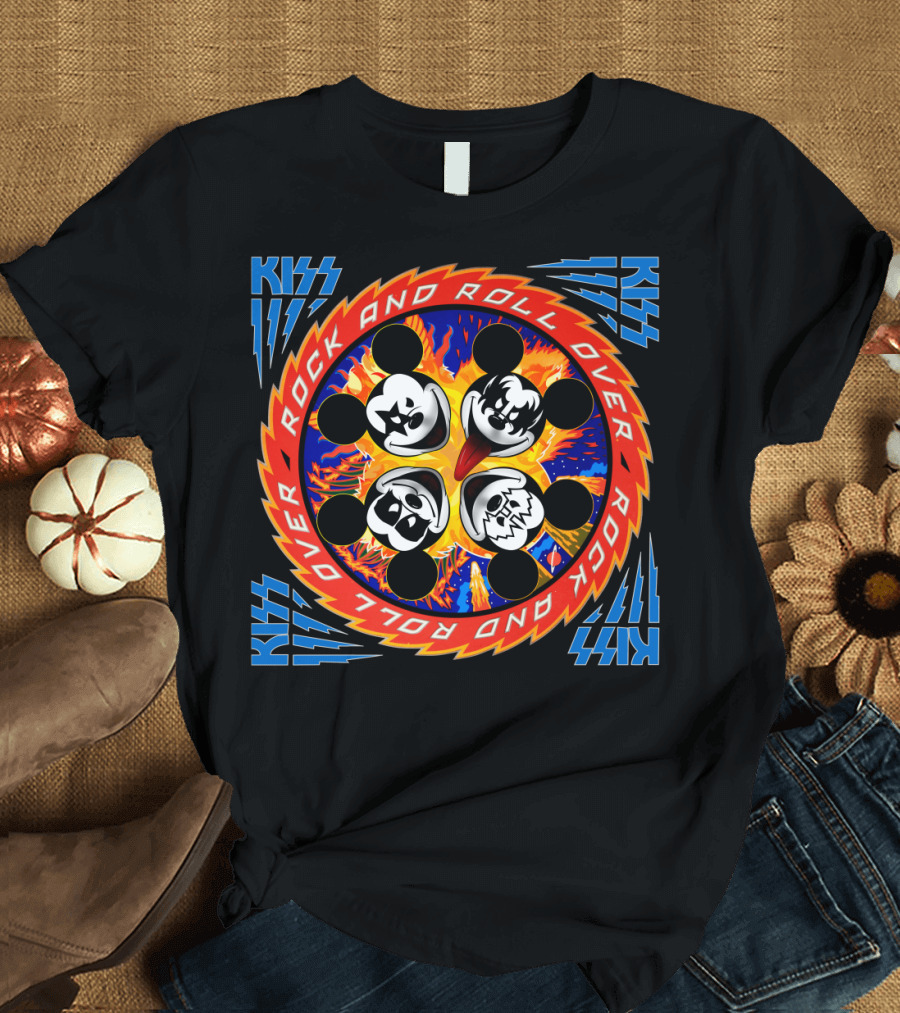 KISS Rock And Roll Over Mickey Mouse Faces T-Shirt