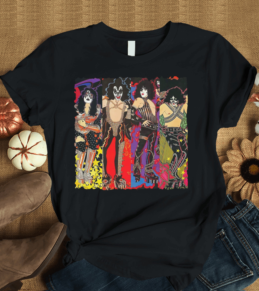 ISS2 KISS Band Cartoon Style Characters T-Shirt