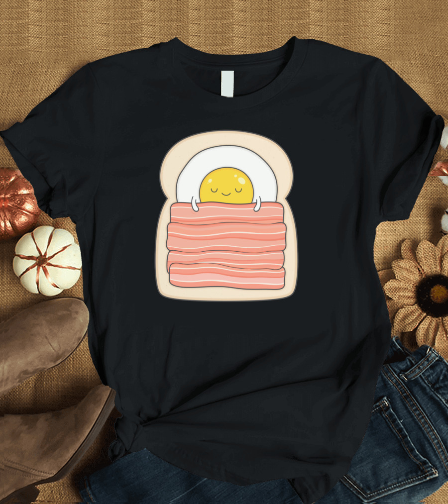 Egg and Bacon Sleeping on Bread Bed Breakfast Playful T-Shirt