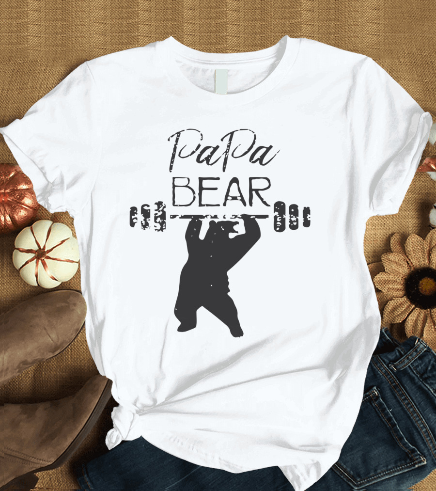 Papa Bear Bear Lifting Weights Dad Husband T-Shirt