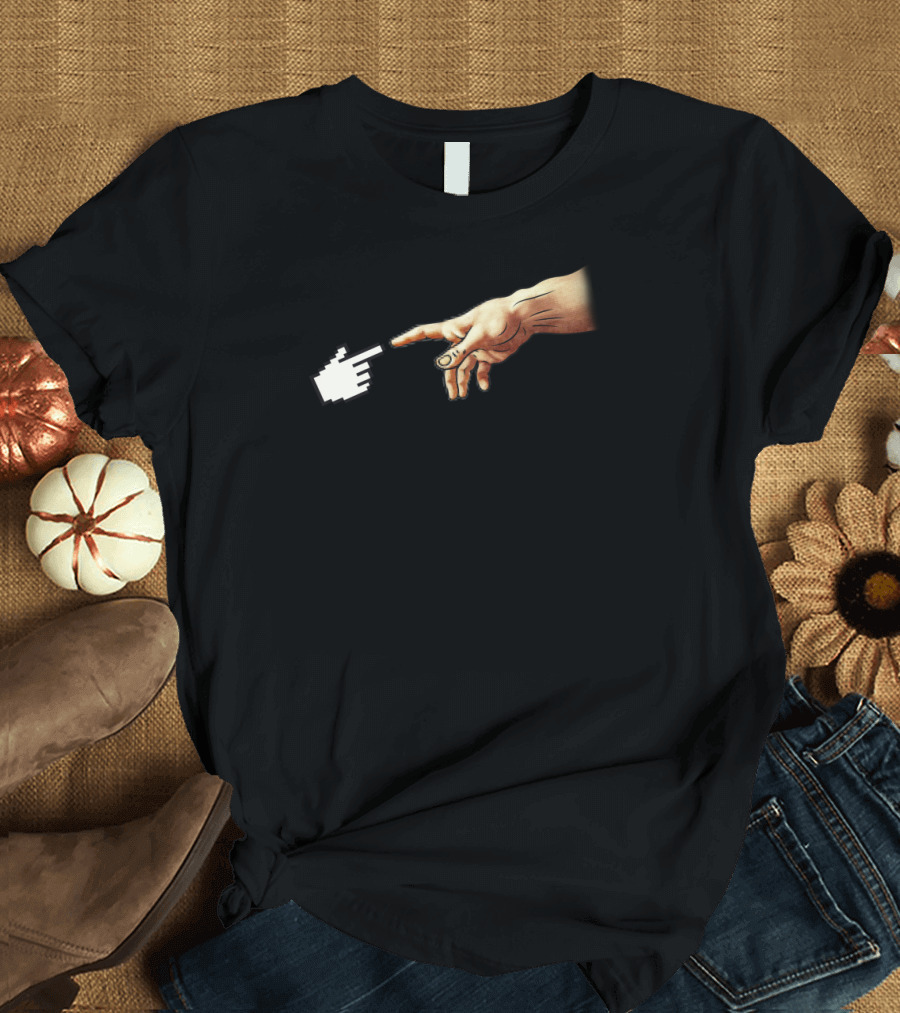Creation of Adam Mouse Cursor Parody Michelangelo Hand Replica T-Shirt