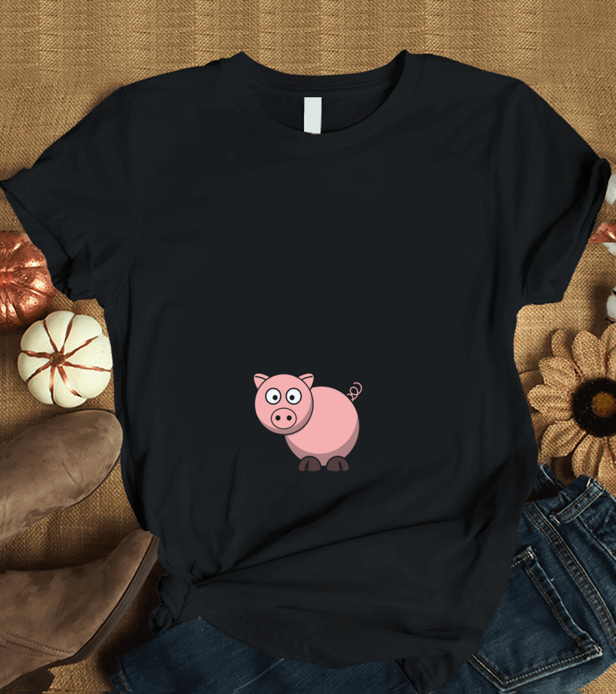I Work Out at Studio Jiggly Cute Pig Cartoon T-Shirt