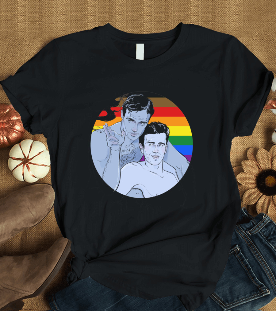 Dean + Brando Pride Rainbow Background T-Shirt