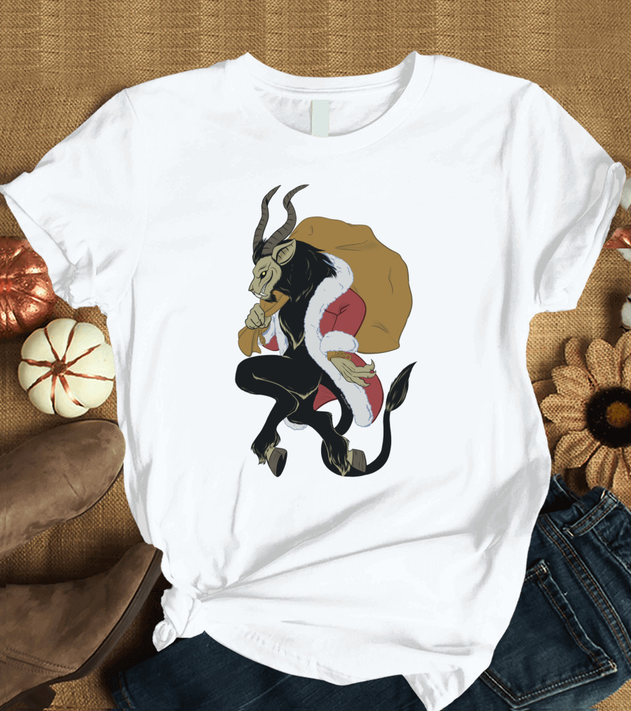 Krampus Santa Horns Festive Mischief Sack T-Shirt