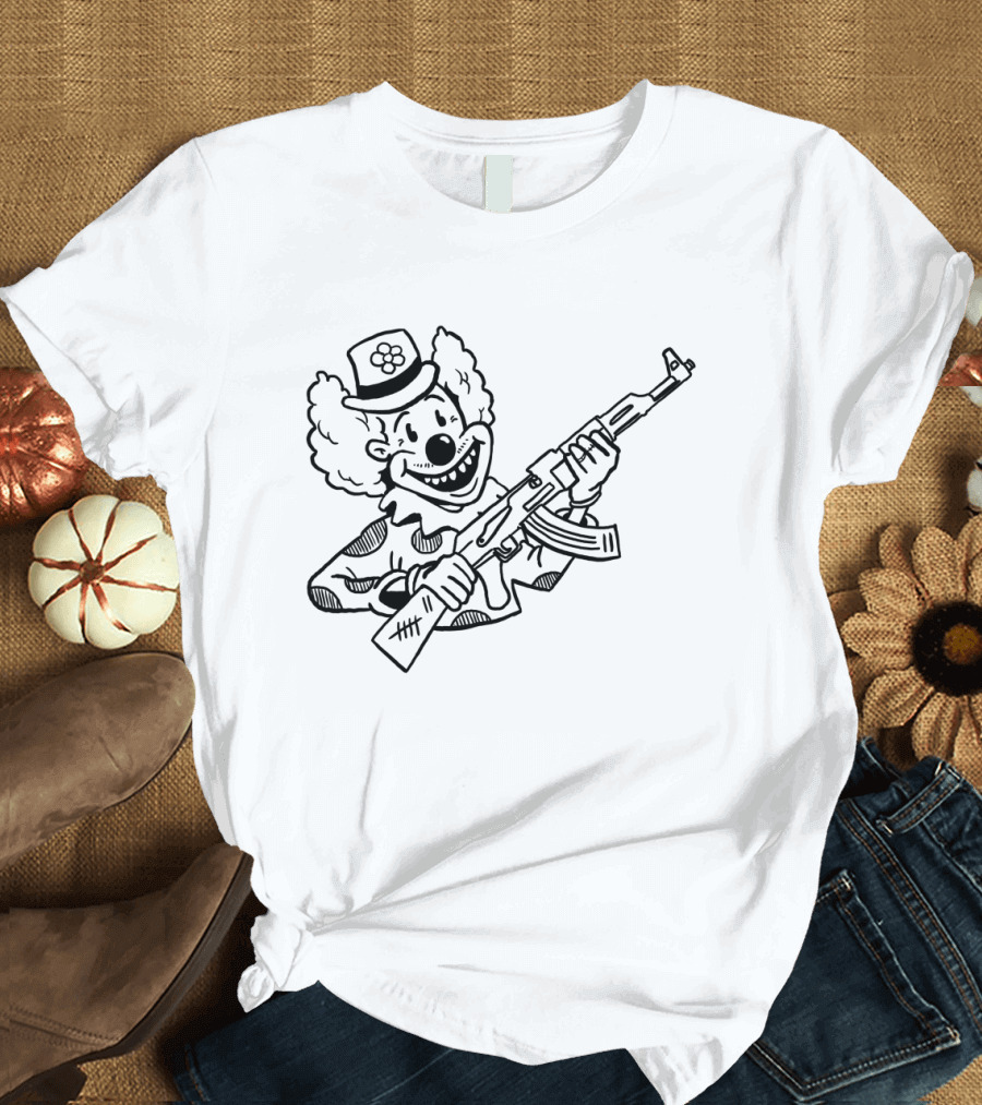 Clowns Suck Cartoon Clown Holding Rifle T-Shirt