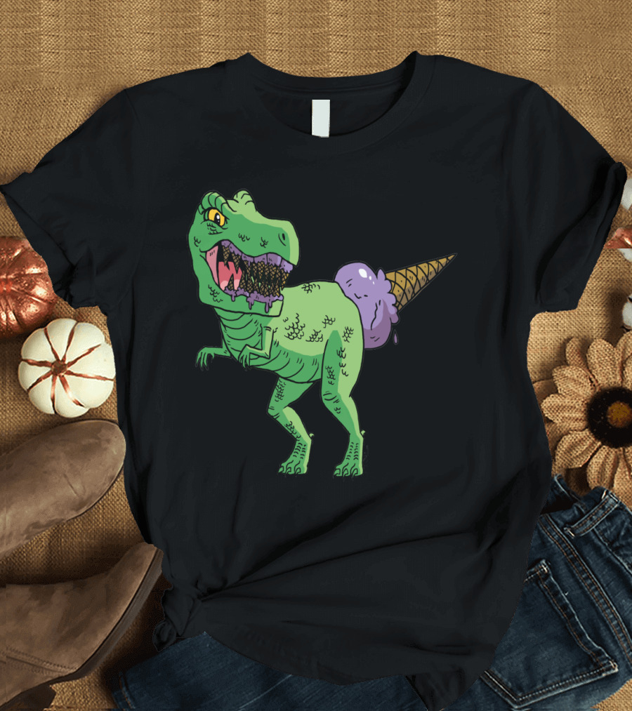 Tyrannosaurus Rex with Chocolate Ice Cream Cone Tail T-Shirt