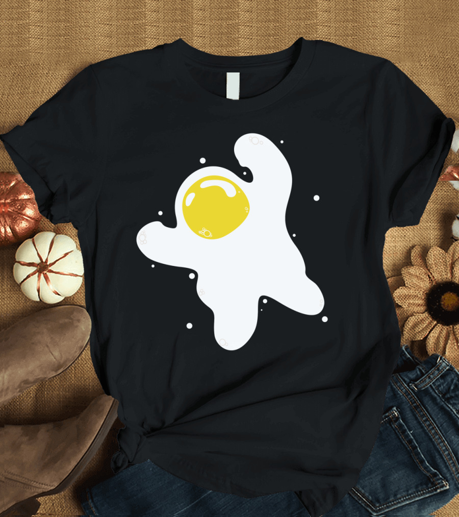 Fried Egg Odyssey Cosmic Adventure with Yellow and White Astronaut T-Shirt