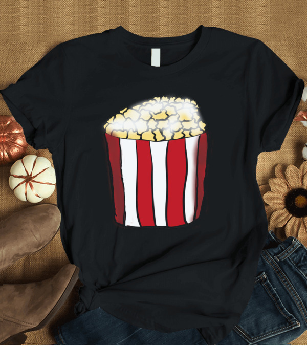 T-Shirt: Bag of Popcorn in Classic Red and White Striped Container T-Shirt Bag of Popcorn in Classic Red and White Striped Container T-Shirt
