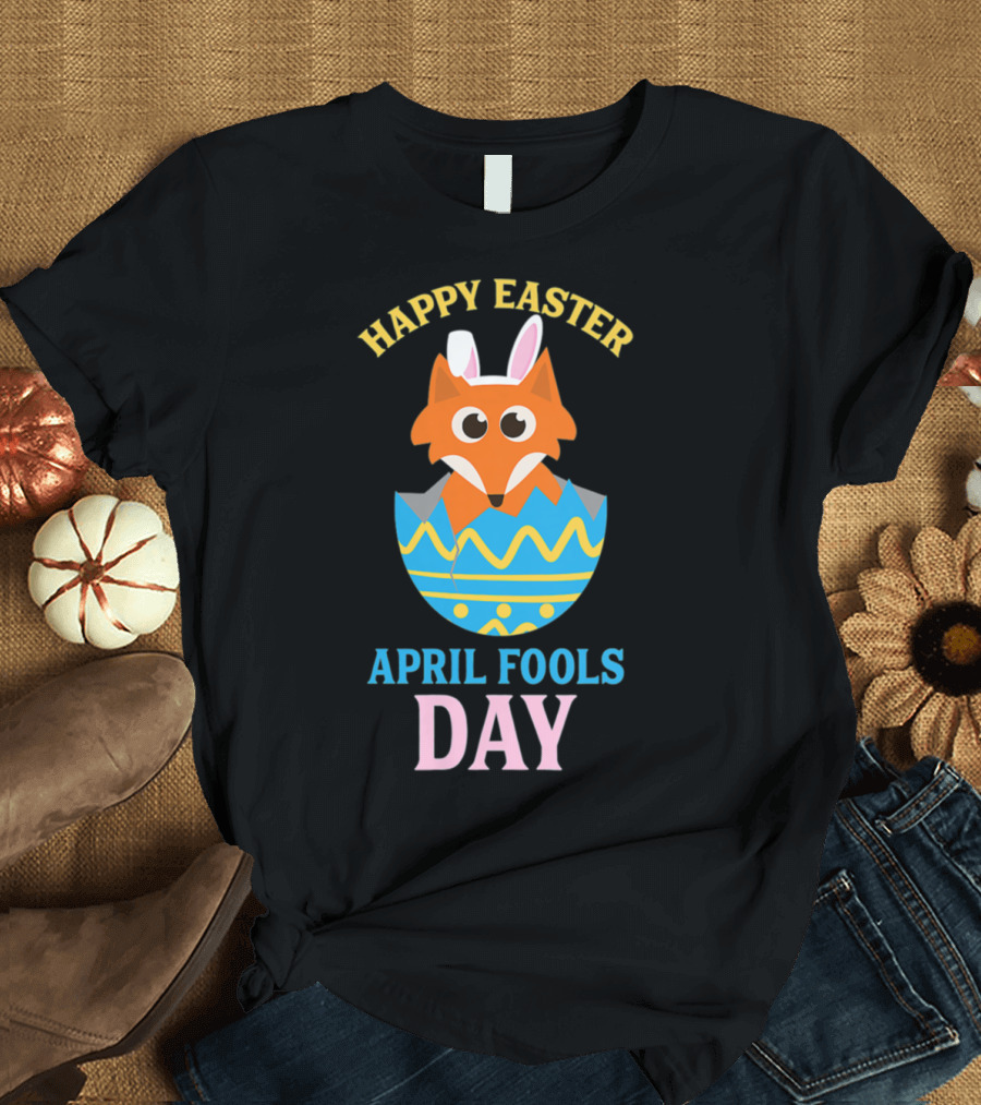 Happy Easter April Fools Day Playful Fox in Easter Egg T-Shirt