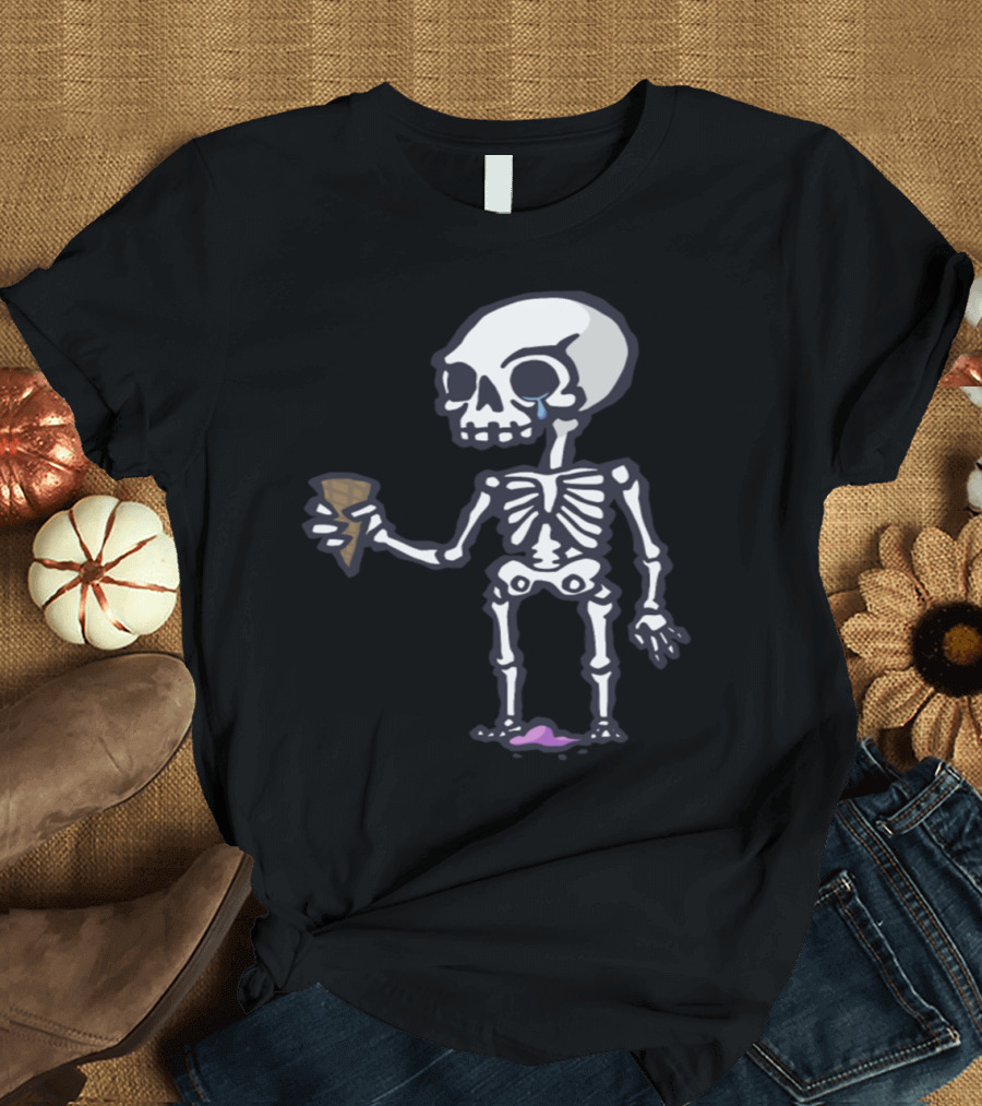 Skeleton Crying Over Dropped Ice Cream Cone T-Shirt