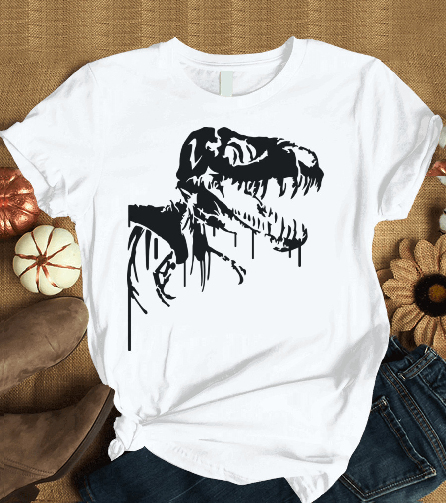 Dinosaur Skeleton T-Rex Dripping Effect T-Shirt