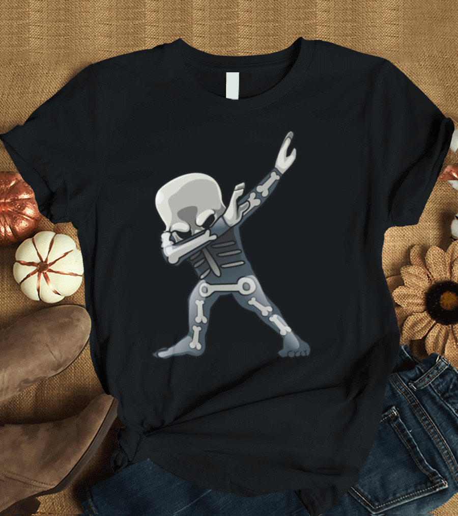 Dabbing Skeleton Halloween Costume Ideas Fun Spooky Dance Pose T-Shirt