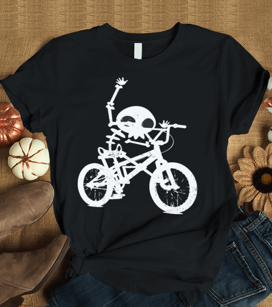 Skeleton Bones Bicycle Riding Fun Humor T-Shirt