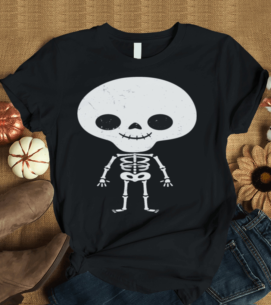 Funny Smiling Skeleton Skull Head Human Bones Humor T-Shirt