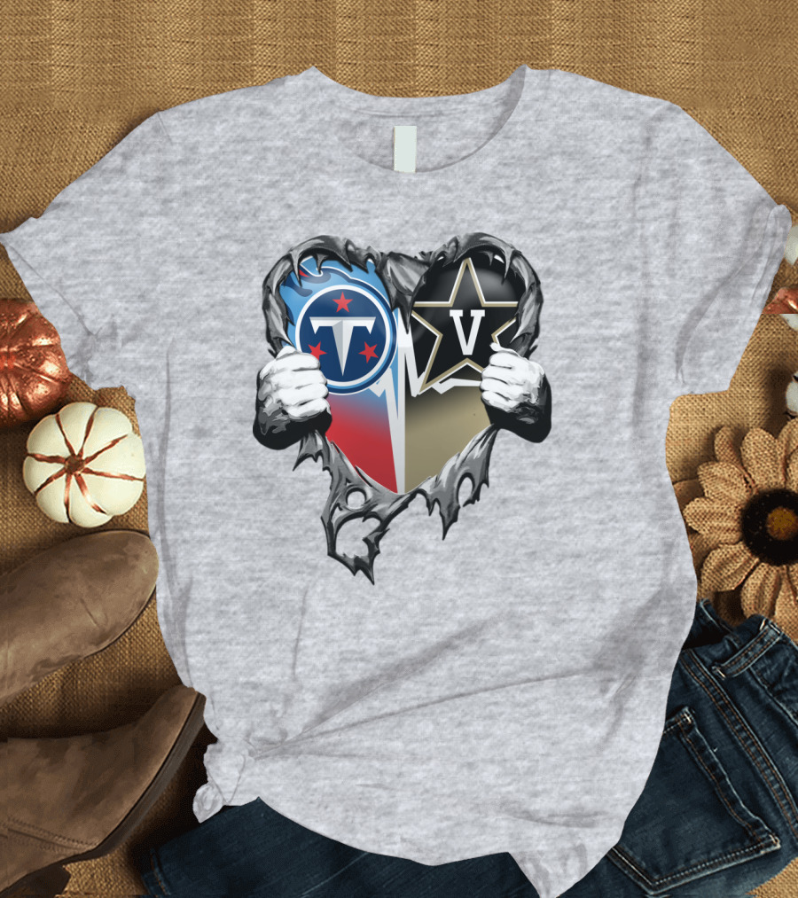Tennessee Titans And Vanderbilt Commodores Heart T-Shirt
