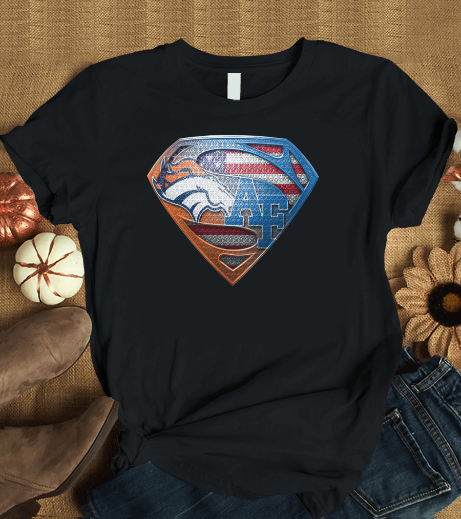 Denver Broncos Air Force Usa Flag Shield T-Shirt